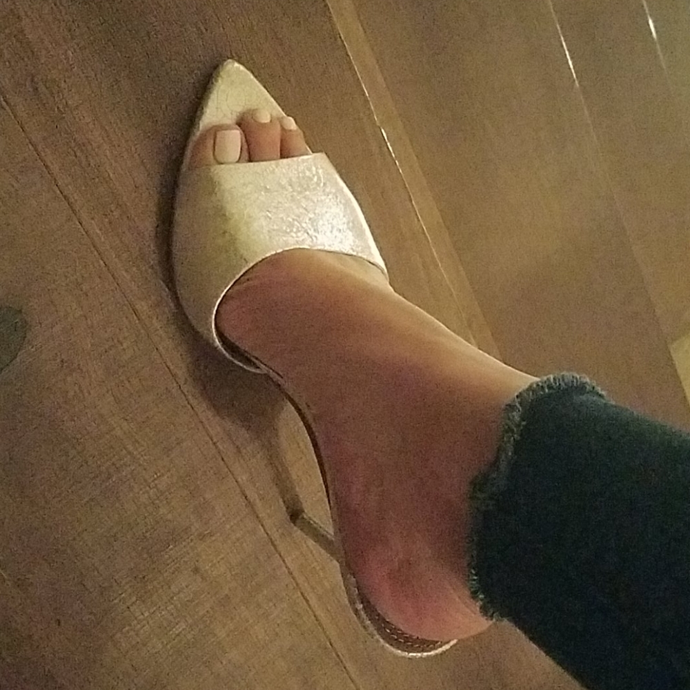 BCBG Dana Silver Heels - Mules - Slides - Size 7